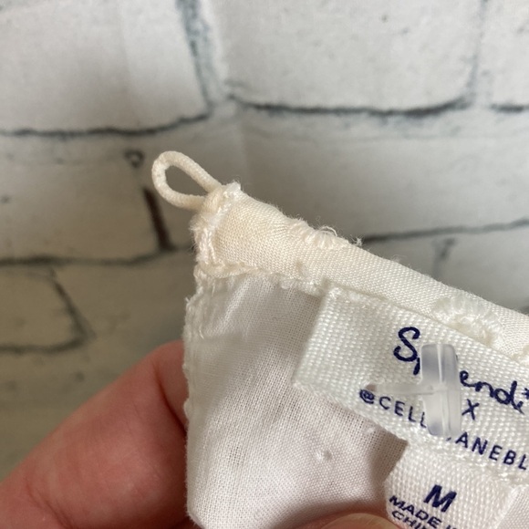 Splendid x Cella Jane Eyelet Mini Dress M White Tiered Smocked Feminine Pretty - Picture 10 of 16